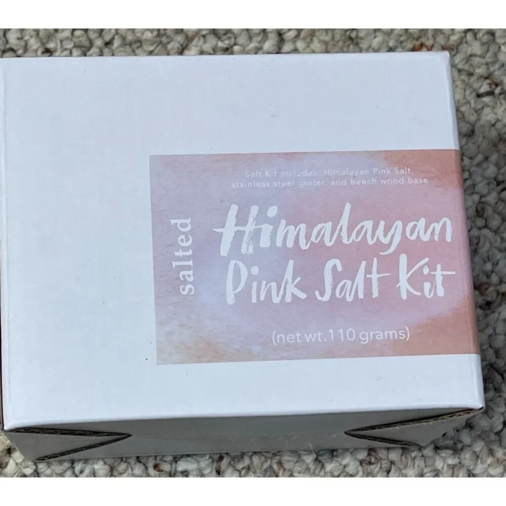New Salted Himalayan Pink Salt Kit Grater Stand Salt